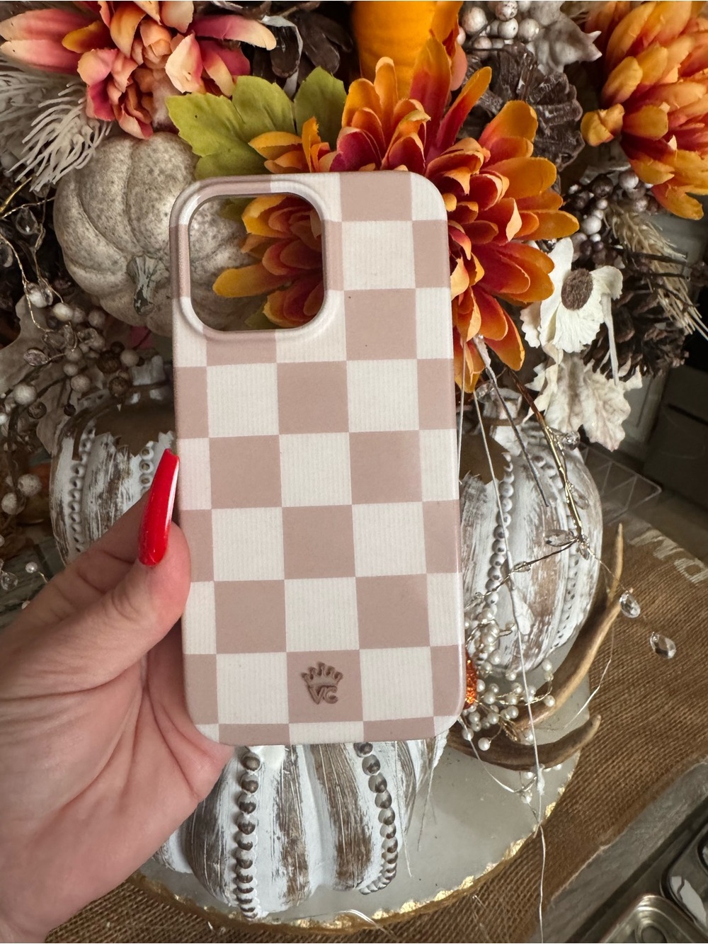 Checkerboard tan and White Phone Case for iPhone -  iPhone 15 Pro Max